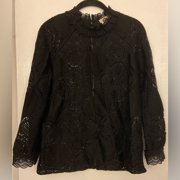 Sezane Becall Lace Long Sleeve Blouse Black Size FR 34/US 2 - Picture 5 of 10
